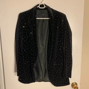 Zara black velvet rhinestone blazer, XS